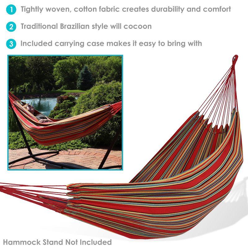 Sunnydaze Large Two-Person Double Brazilian Hammock For Backyard and Patio - 450 lb Capacity - Sunset