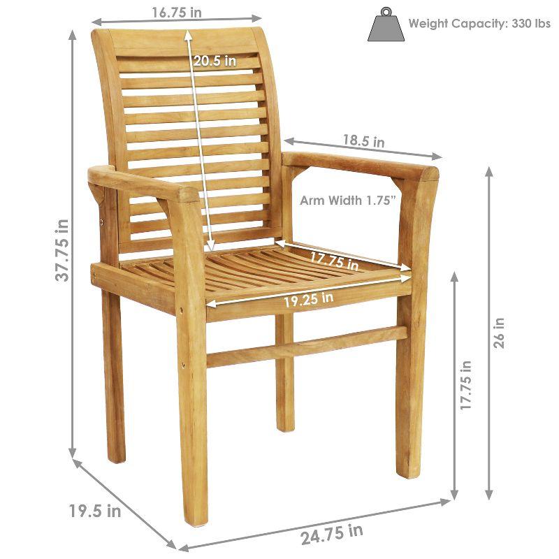 Light Brown Teak Outdoor Slatted Dining Armchair