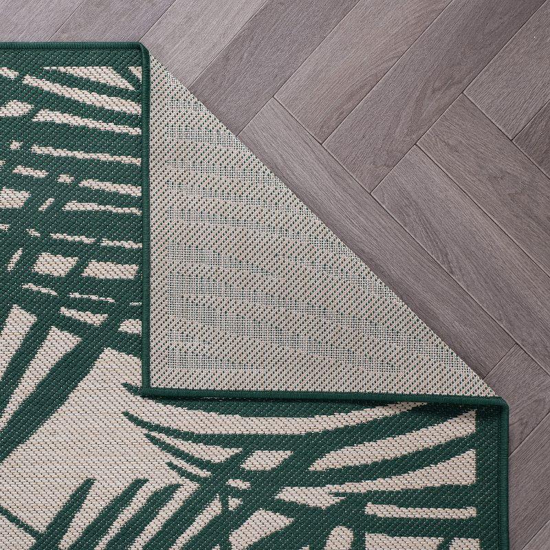 World Rug Gallery Contemporary Palm Leaf Textured Flat Weave Indoor/Outdoor Area Rug - GREEN 7'10"X10'