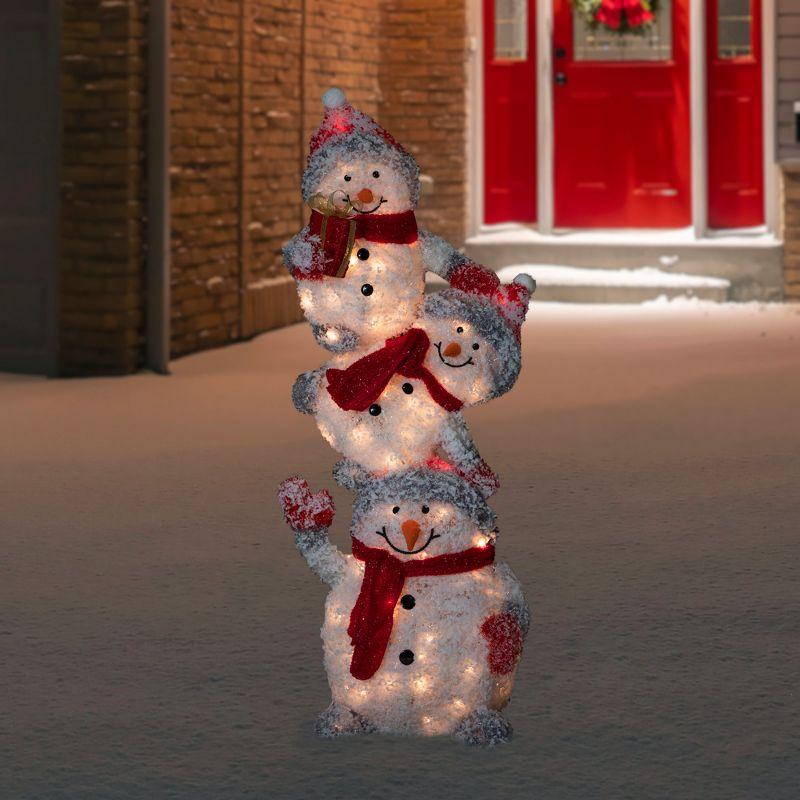 42" Lighted Stacked Snowman Family Outdoor Christmas Decoraton