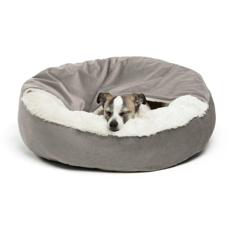 Small Gray Faux Fur Cozy Cuddler Pet Bed