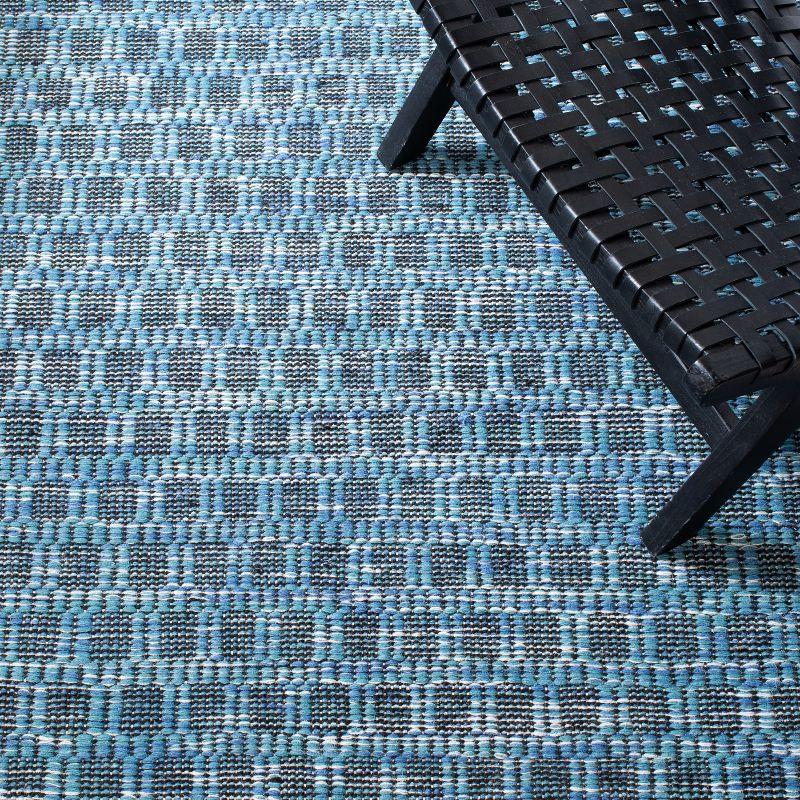 Blue and Black 6' x 9' Handwoven Wool Area Rug