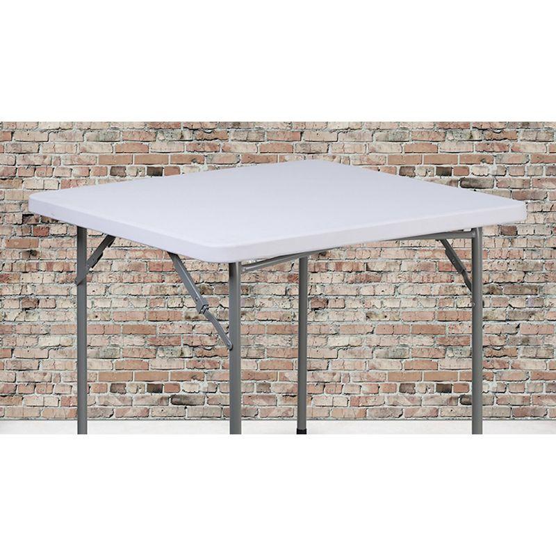 Emma and Oliver 2.81-Foot Square Granite White Plastic Folding Table - Card Table/Game Table