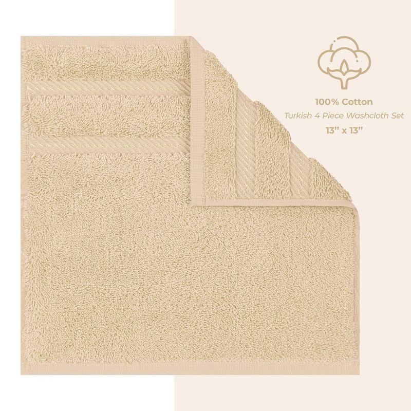American Soft Linen 4 Pack Washcloth Set, 100% Cotton Washcloth Hand Face Towels for Bathroom and Kitchen, Sand Taupe