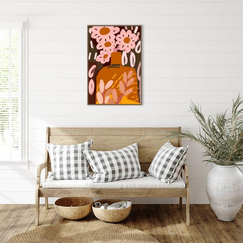 23"x33" Pastel Flower Impression No by Treechild Framed Canvas Wall Art Print Bronze - Amanti Art