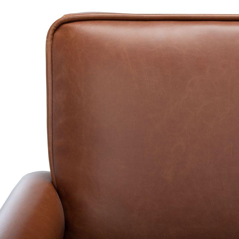 Contemporary Cognac Faux Leather Arm Chair with Walnut Finish