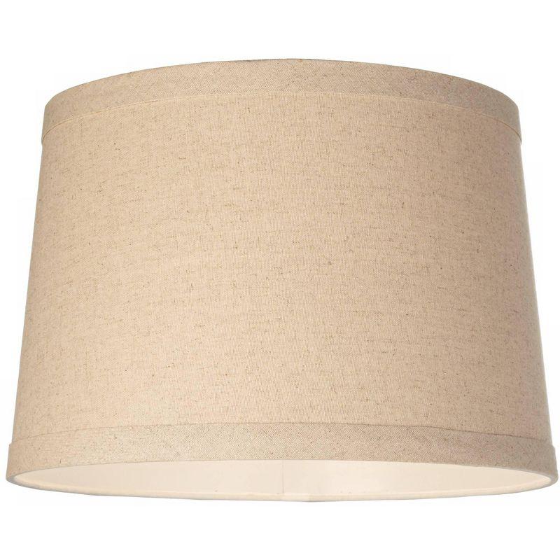 Springcrest Burlap Medium Drum Lamp Shade 14" Top x 16" Bottom x 11" High (Spider) Replacement with Harp and Finial