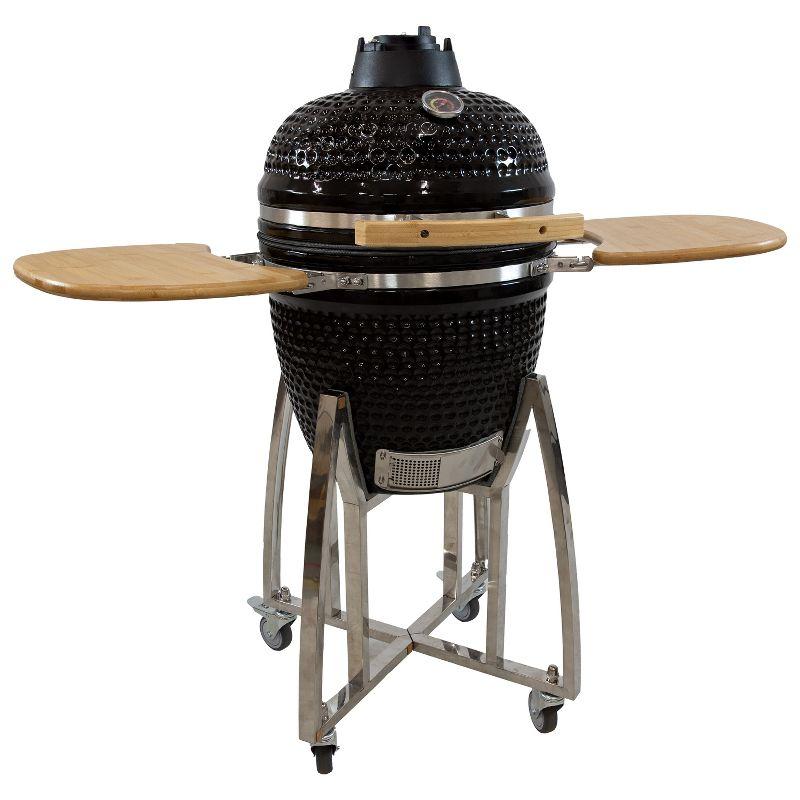 Mullite Kamado Grill with Wheels and Side Tables