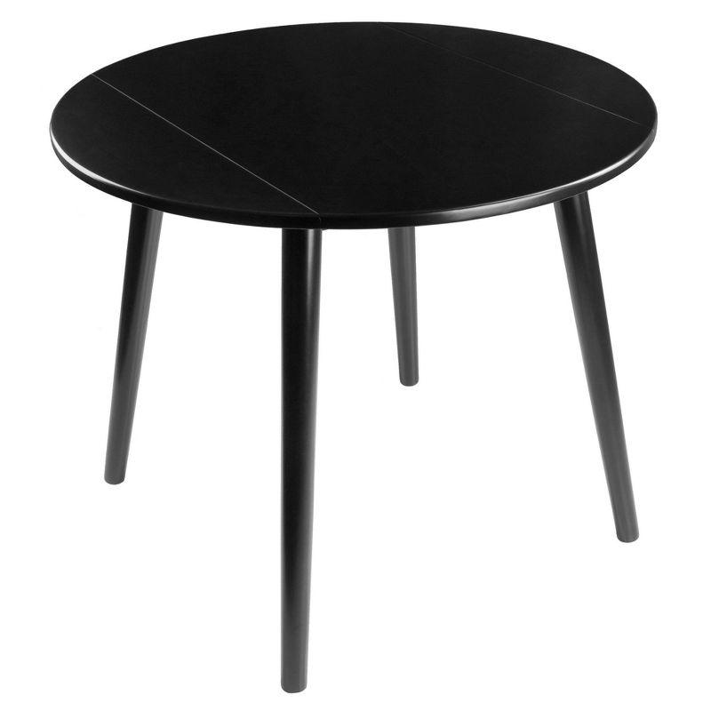 36" Moreno Round Drop Leaf Dining Table Black - Winsome: Space-Saving, Seats 4