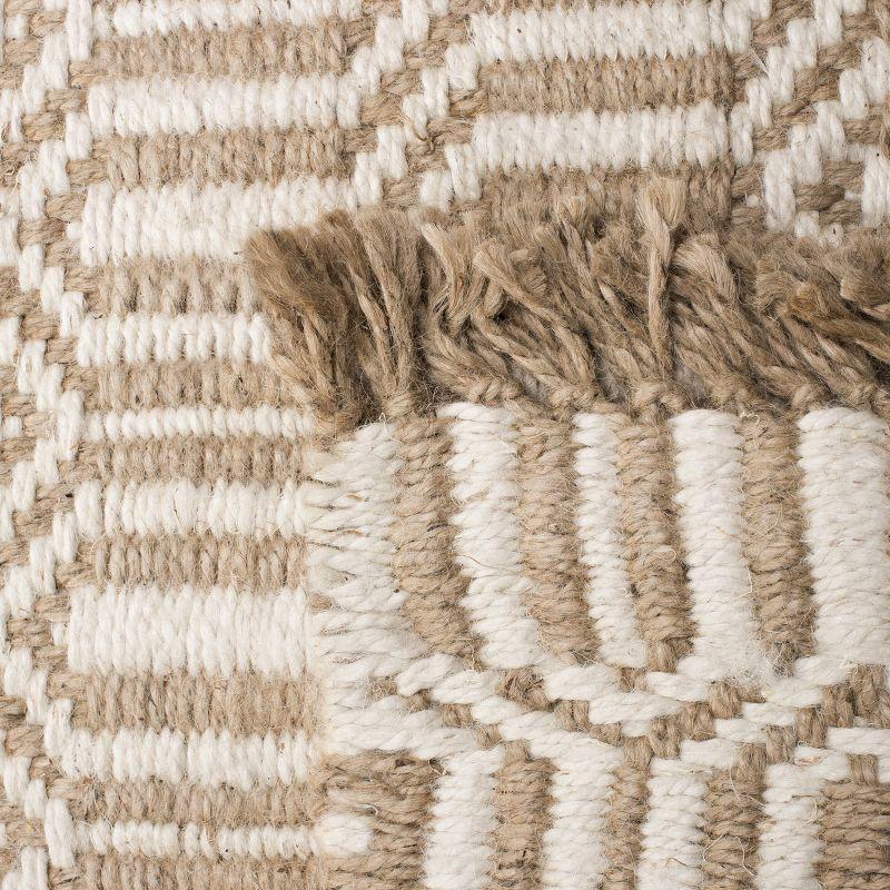 Ivory Geometric Hand-Knotted Jute 7' x 7' Square Rug