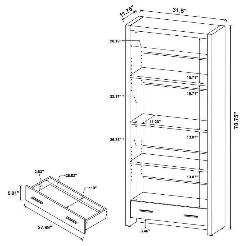 70.75" 4 Shelf Bookcase Cappuccino - Coaster