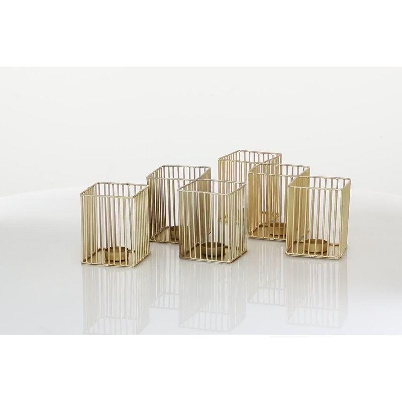 Elegant Trio Metallic Gold Iron Votive Candle Holders Set