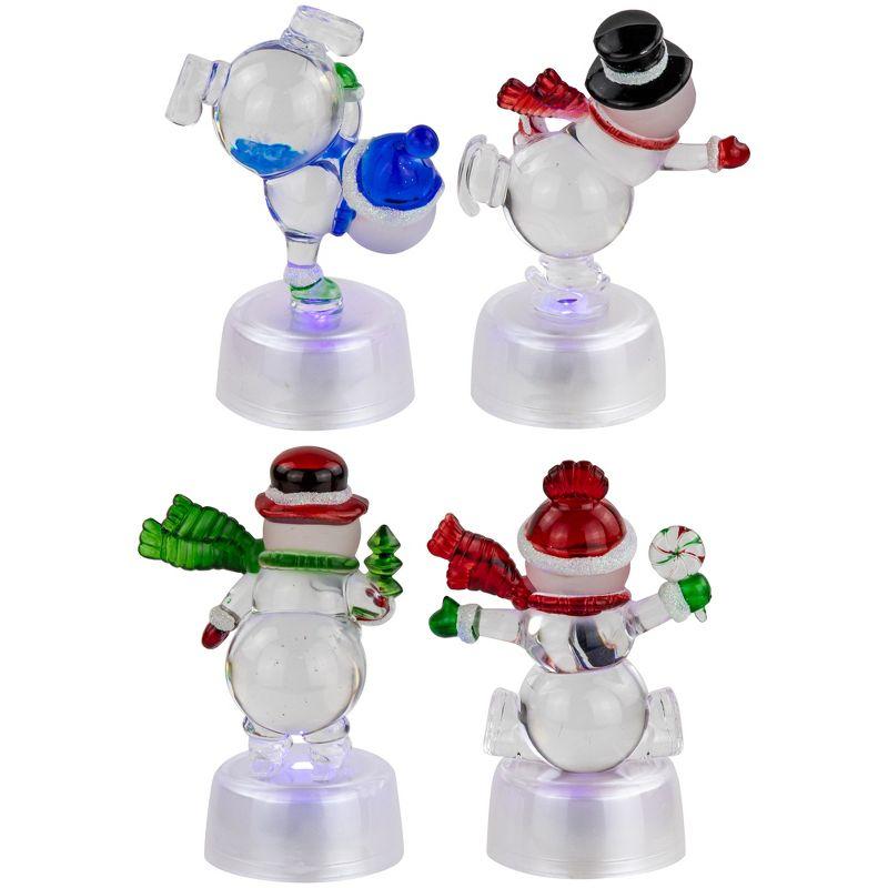 Set of 4 LED Lighted Color Changing Acrylic Snowmen Decorations