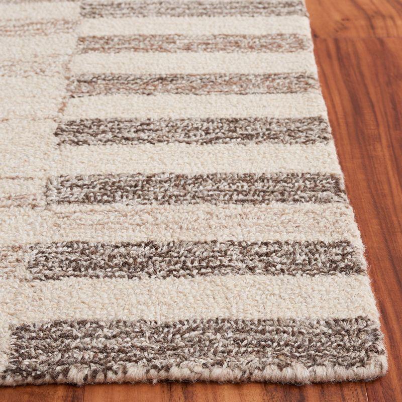 Ivory and Beige Hand-Tufted Wool Rectangular Area Rug 6' x 9'