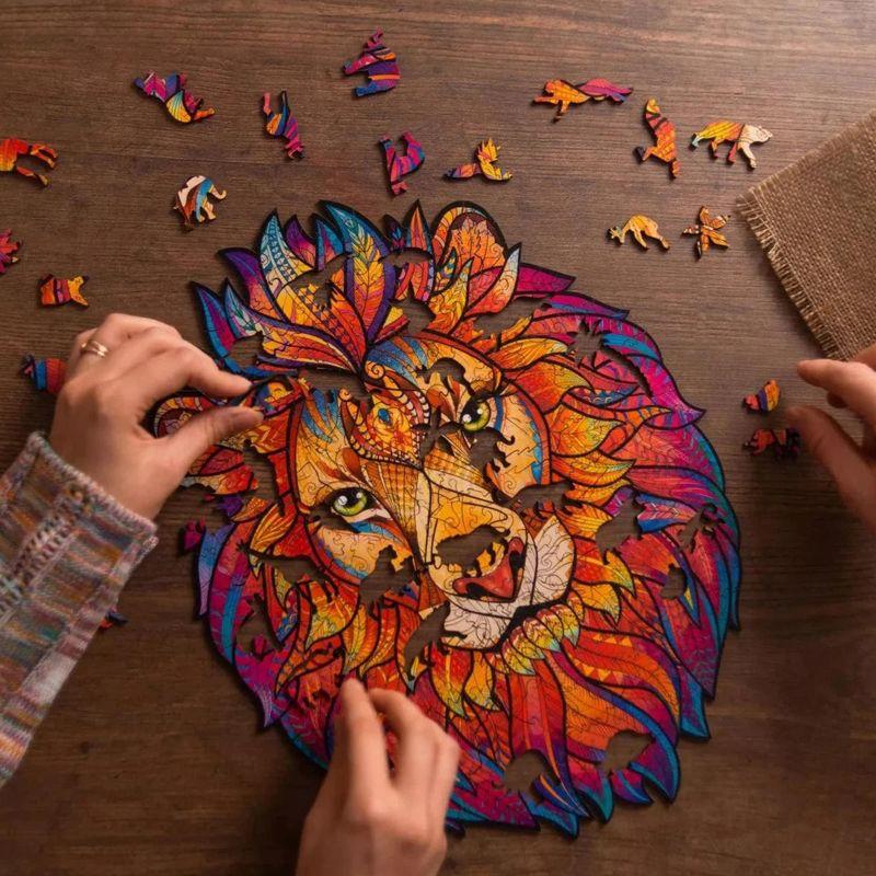 Unidragon Mysterious Lion 106 Piece Shaped Wooden Jigsaw Puzzle