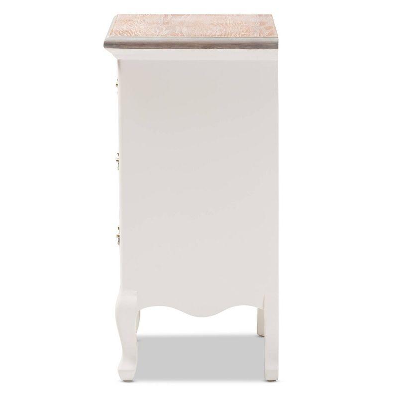 Capucine Two-Tone Natural Whitewashed Oak Finished Wood 3 Drawer Nightstand White - Baxton Studio: Modern Style, Includes Anti-Tip Hardware