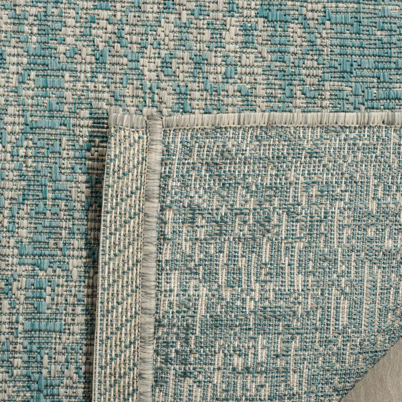 Courtyard CY8736 Power Loomed Indoor and Outdoor Area Rug - Light Grey/Aqua - 4'x5'7" - Safavieh