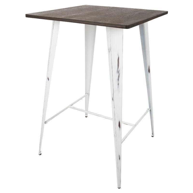 Oregon Bar Height Table with Vintage White Frame/Espresso Wood - LumiSource