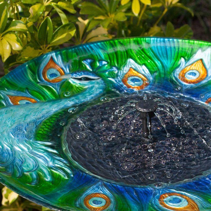 Smart Solar 24.3 " Argus Peacock Glass Solar Bird Bath