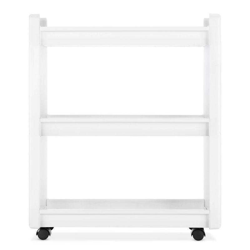 White Slim 3-Tier Rolling Storage Cart with Wheels