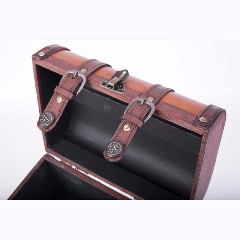 Vintiquewise Decorative Wood Leather Treasure Box - Large Trunk