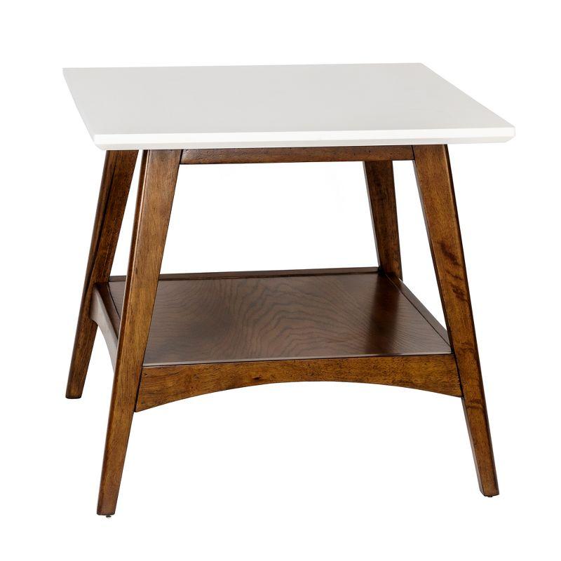 Avenu Mid-Century Off-White and Pecan Square End Table