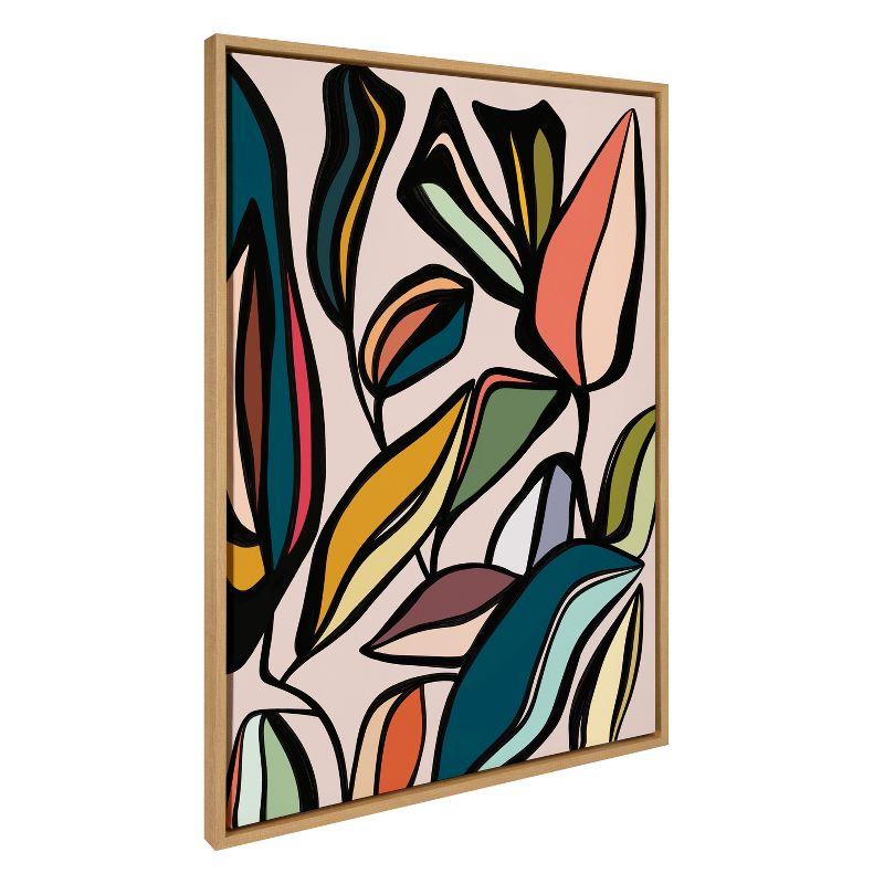 Colorful Abstract Ficus Leaves Canvas Wall Art, 28x38 Natural