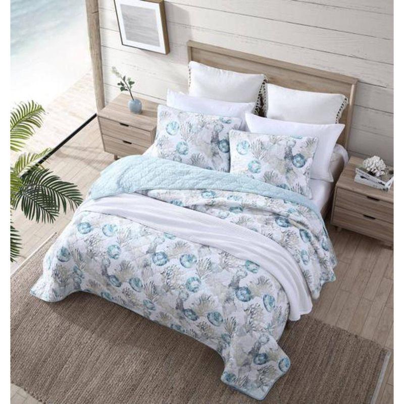 Tommy Bahama Freeport Blue Cotton Reversible Quilt Set