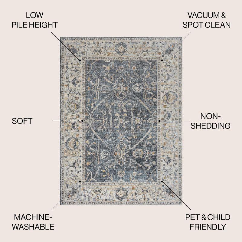 JONATHAN Y Brandy Rustic Border Low-Pile Machine-Washable Indoor Area Rug