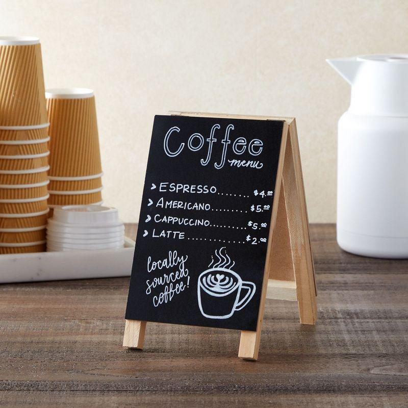 Juvale 2 Pack Small Easel Chalkboard for Tabletops, Restaurant Menu Sign for Catering Events, Weddings (4.5 x 7.5 In)