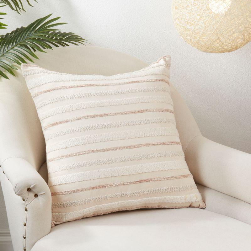 Saro Chloe Collection Appliqued Cotton Pillow Cover