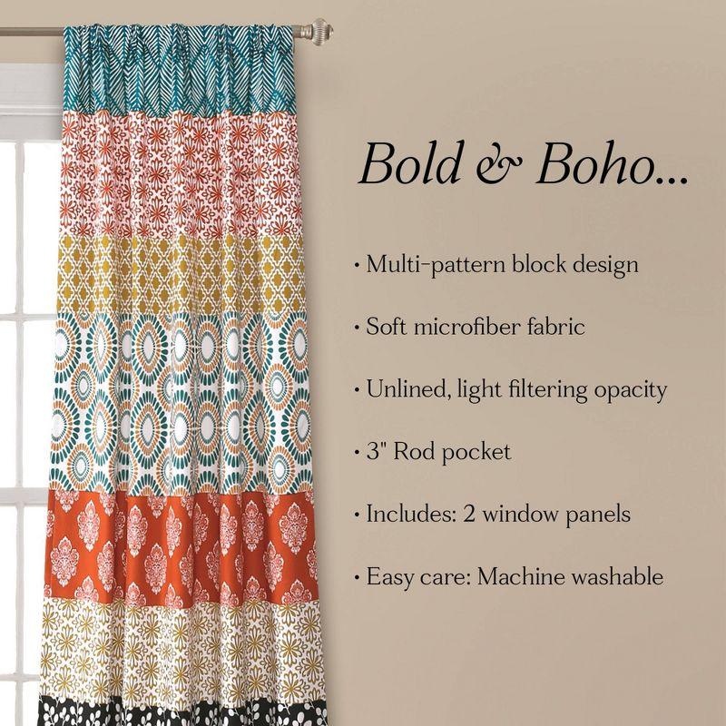 Lush Decor Bohemian Semi-Sheer Curtain Panel