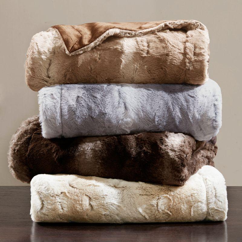 60"x70" Oversized Marselle Faux Fur Throw Blanket - Madison Park