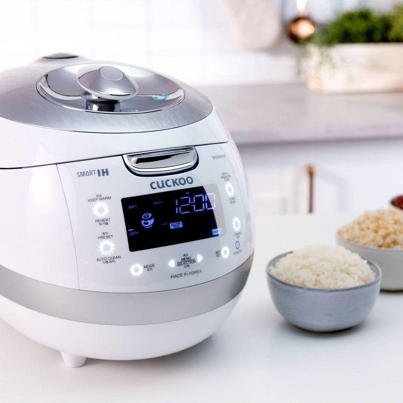 Cuckoo Electronics CUCKOO  6-Cup  Induction Heating Pressure Rice Cooker with Nonstick Inner Pot, 16 Menu Modes, Fuzzy Logic Tech, 3 Voice Guide, Auto Clean (White) CRP-BHSS0609F