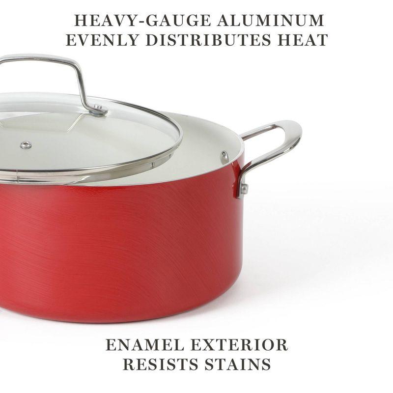 Red 10-Piece Aluminum Ceramic Nonstick Cookware Set