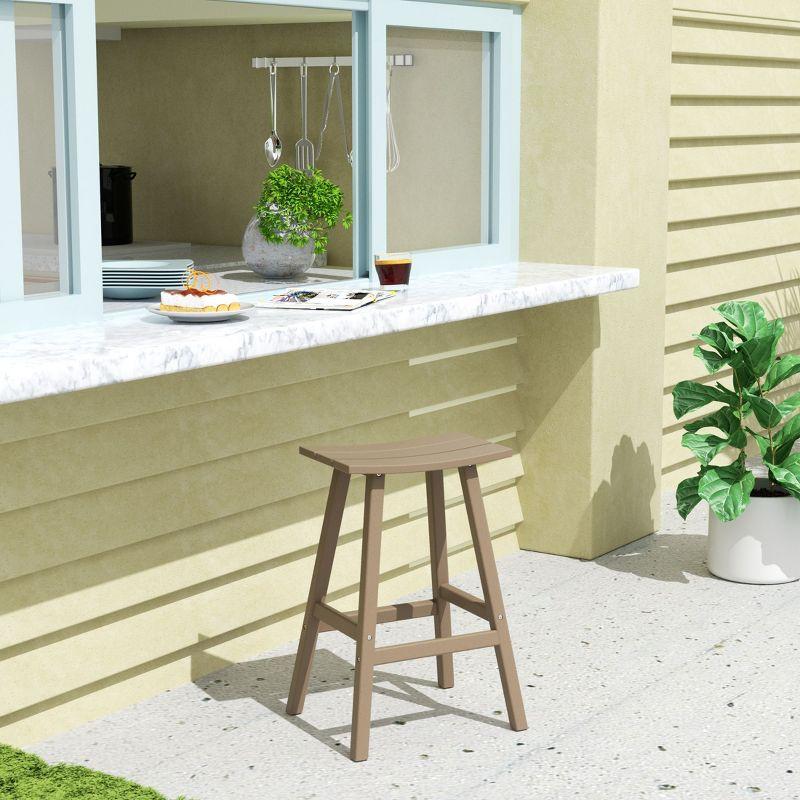 WestinTrends Malibu HDPE Outdoor Patio 29" Bar Stool Saddle Seat, Weathered Wood