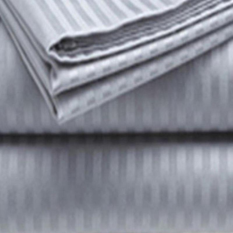 Embossed 1800 Series Wrinkle Resistant Ultra Soft Stripe Premium All Season Bed Sheet Set Gray