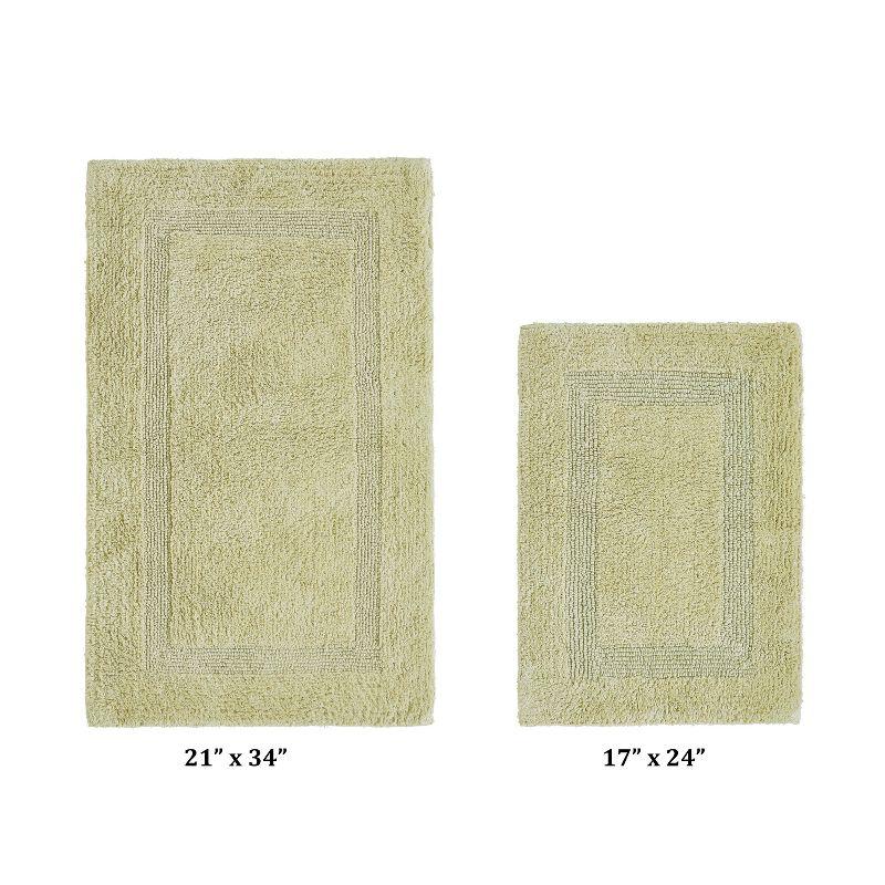 Better Trends Lux 100% Cotton Tufted Solid Reversible Bath Rug Set 2 PC (17" x 24" | 21" x 34") - Sage
