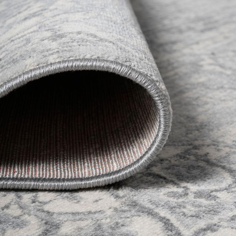 6' Round Modern Persian Vintage Moroccan Medallion Area Rug, Light Gray - JONATHAN Y