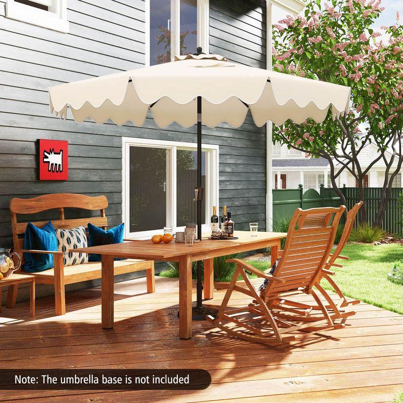 Costway 9 FT Patio Umbrella 2-Tier Market Table Umbrella with Sun-Protective Canopy Beige