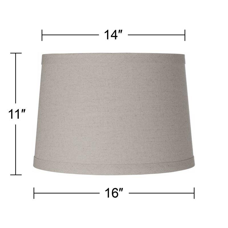 Springcrest Burlap Medium Drum Lamp Shade 14" Top x 16" Bottom x 11" High (Spider) Replacement with Harp and Finial