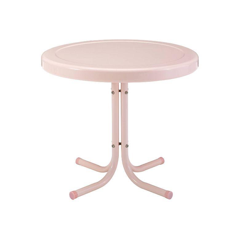 Pastel Pink Retro Steel Outdoor Side Table