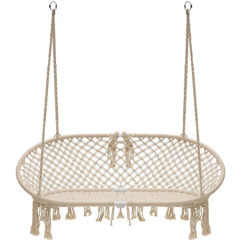 Sorbus Double Hammock Chair Macramé Swing, 300 Pound Capacity, Perfect for Indoor/Outdoor Home, Patio, Deck, Yard, Garden