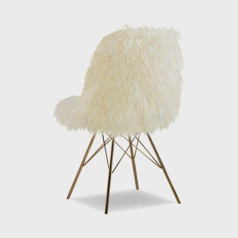 Remy Flokati Modern Faux Fur Accent and Office Chair Chair White - Linon