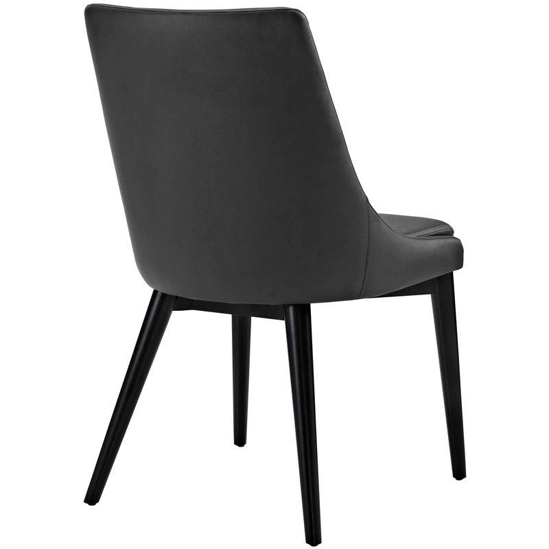 Black Upholstered Leather Side Chair with Wood Legs