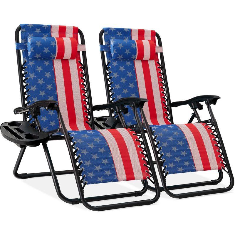 American Flag Zero Gravity Reclining Lounger with Cushions and Arms