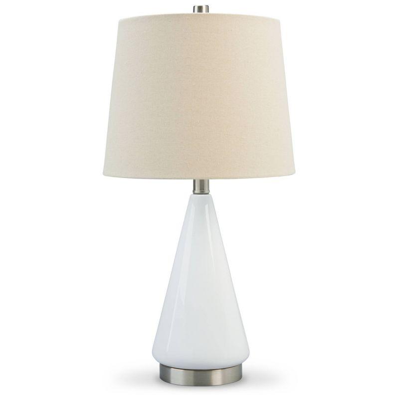 Signature Design by Ashley (Set of 2) Ackson Table Lamps White/Silver: Contemporary Ceramic & Metal, 22.5" Height