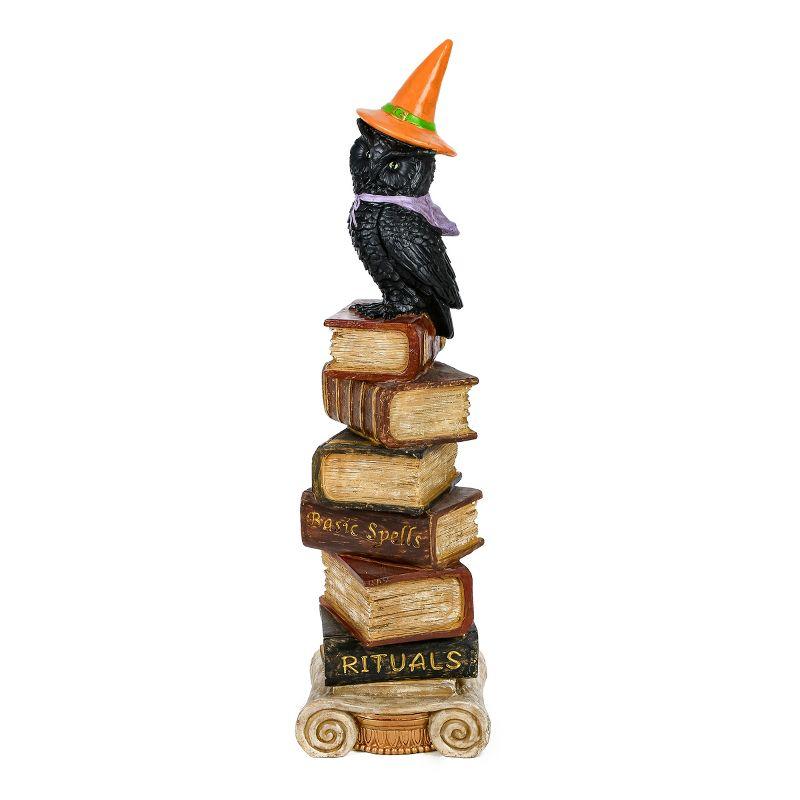 32" Colorful Resin Owl on Stacked Books Figurine