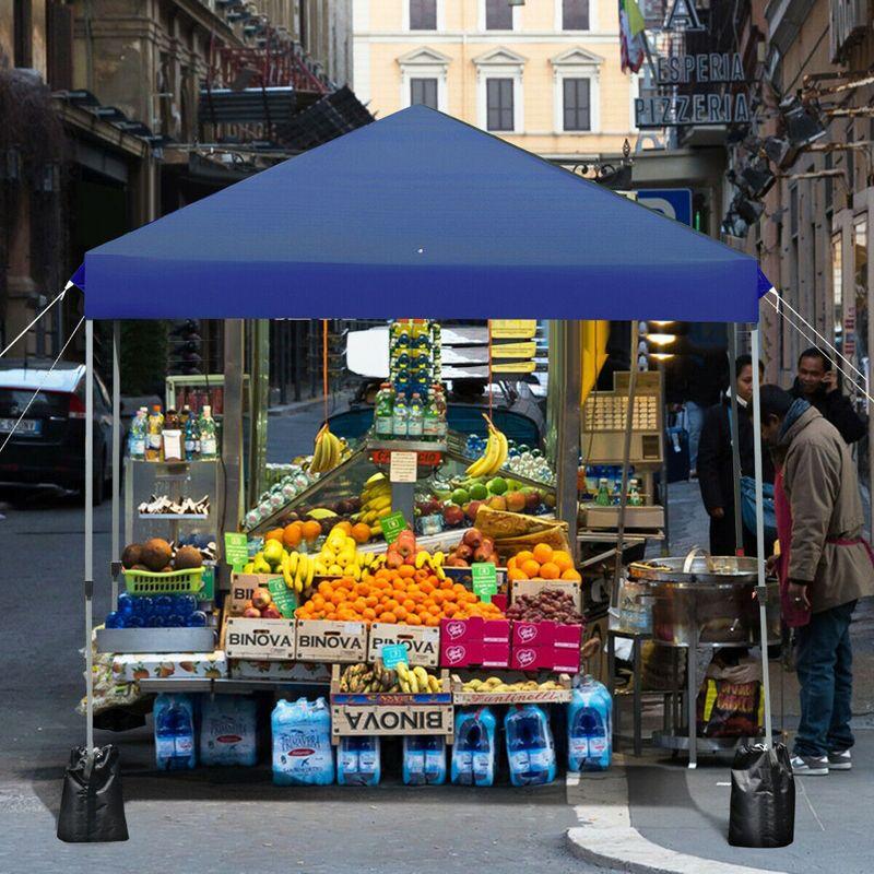 Costway 8x8 FT Pop up Canopy Tent Shelter Wheeled Carry Bag 4 Canopy Sand Bag Blue