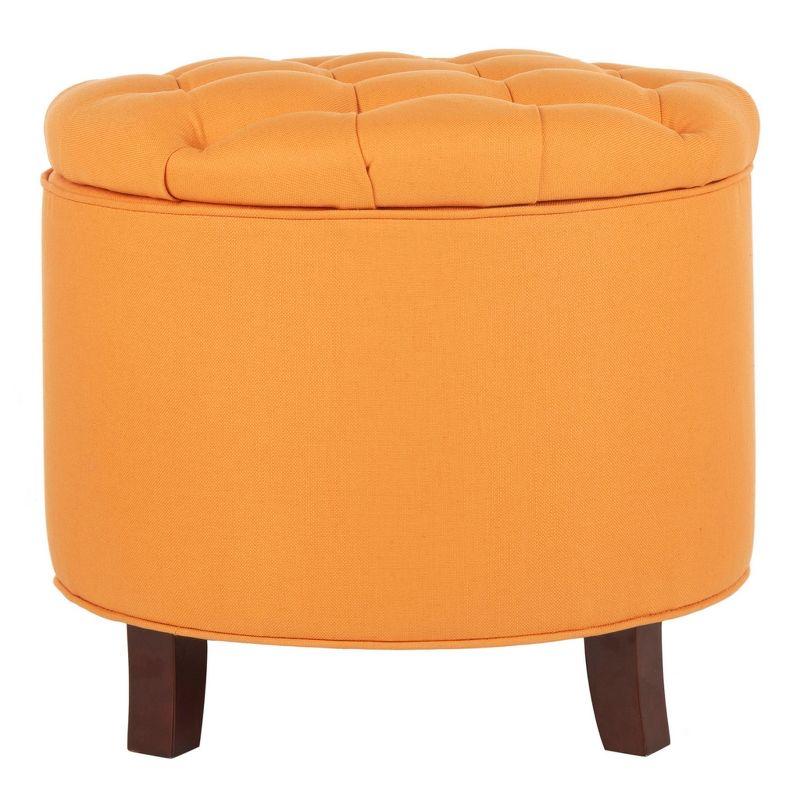Amiela Tuffted Storage Ottoman - Tangerine - Safavieh